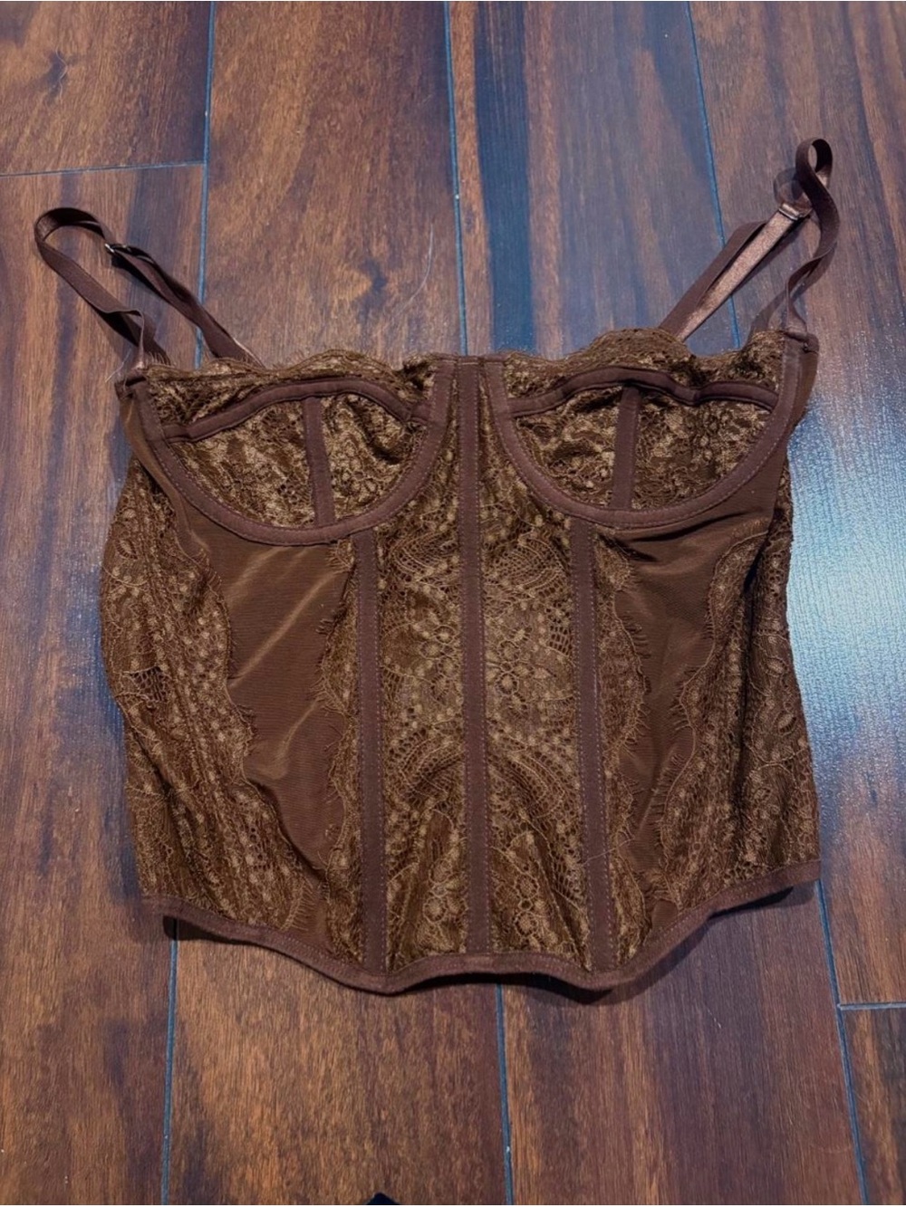 Brown Lace Bustier Corset Top